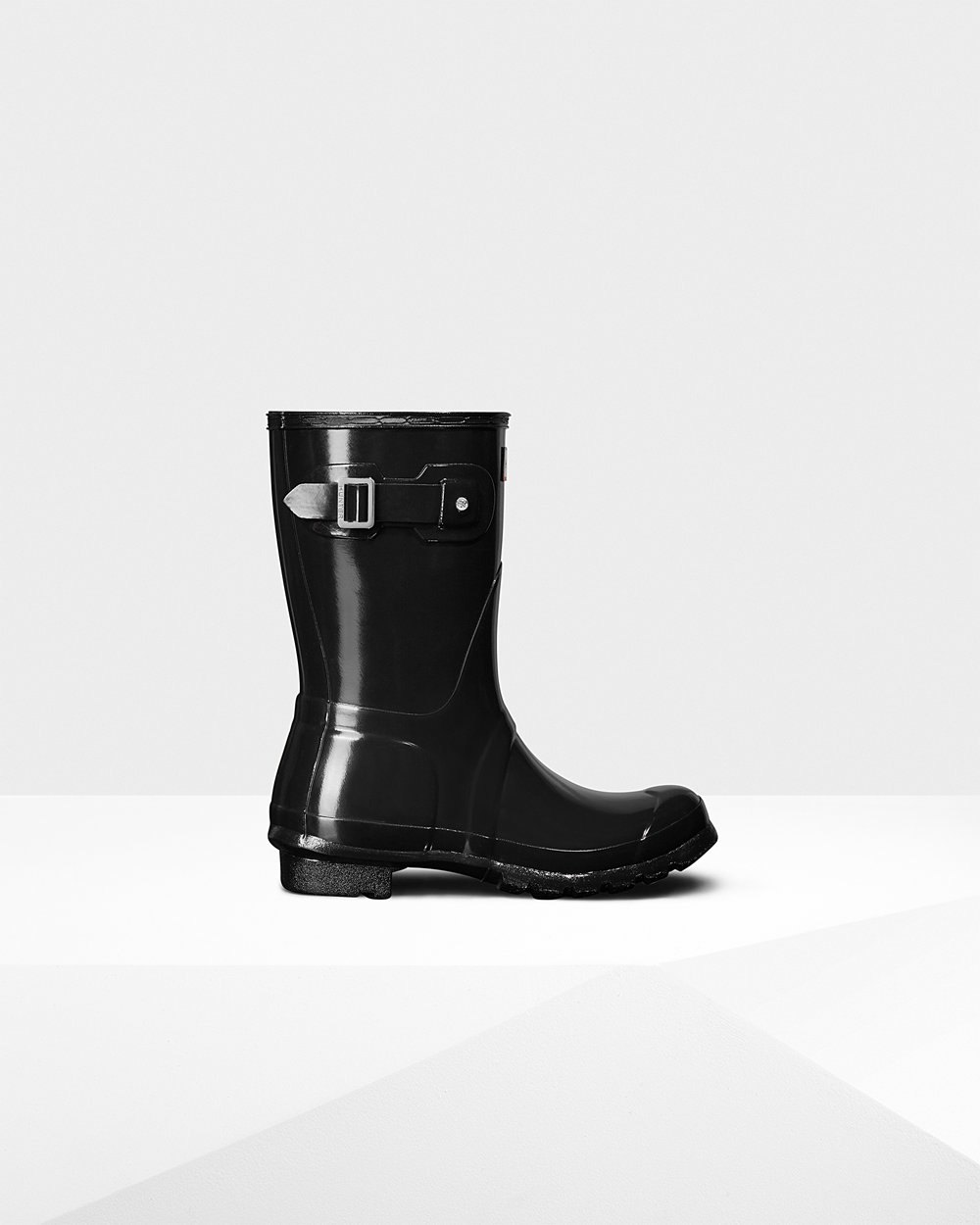 Womens Hunter Original Gloss - Short Rain Boots Black - 6493-QULGX